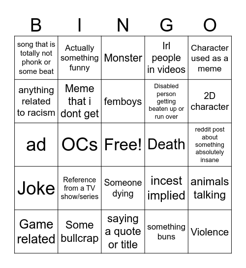 Video Bingo Card