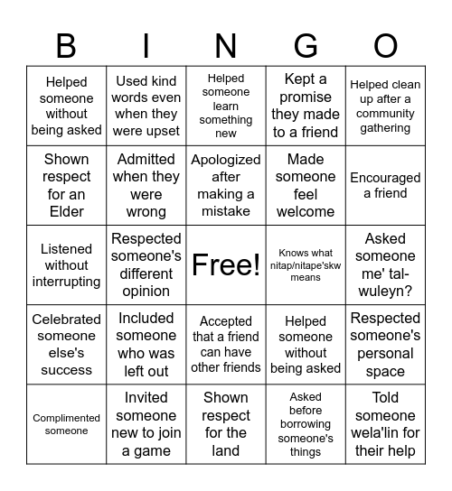 Green Flag Bingo Card