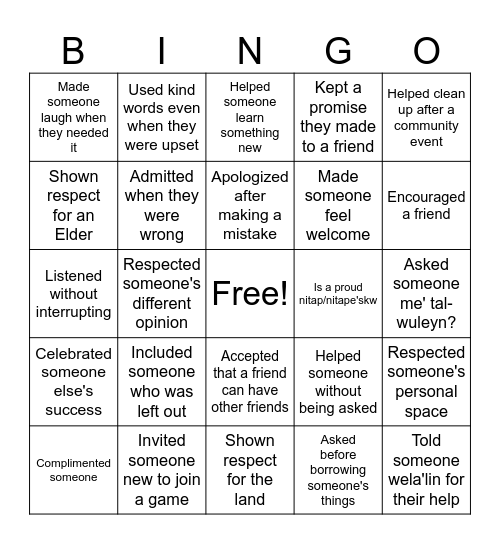 Green Flag Bingo Card