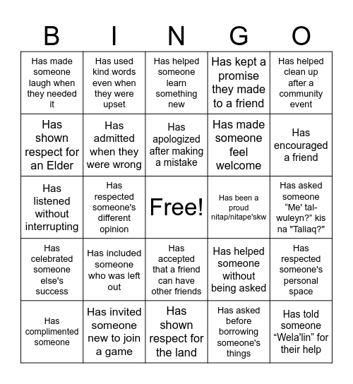 Green Flag Bingo Card