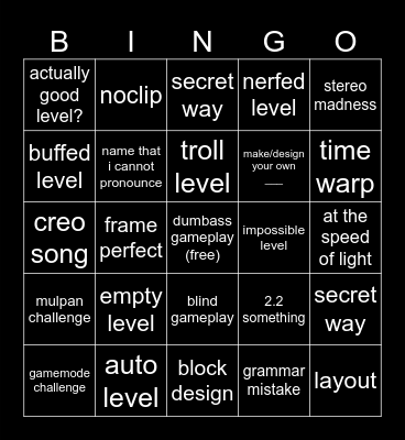 recent tab Bingo Card