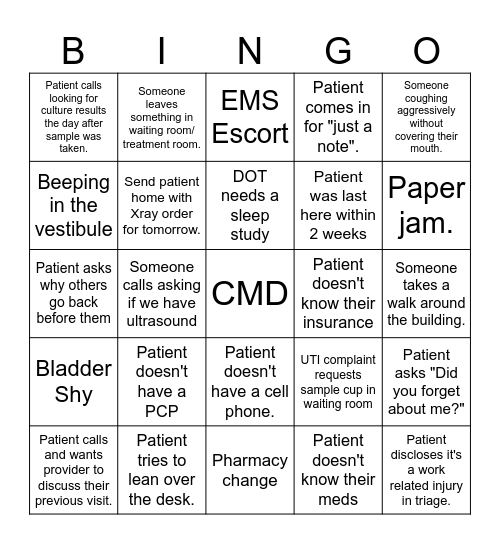 CMD Bingo Card
