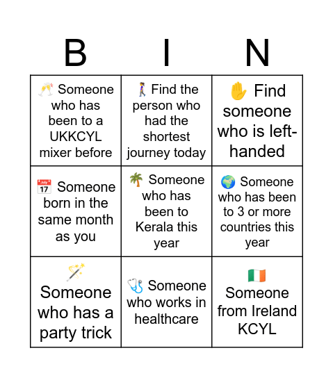 Aikyam Bingo Card
