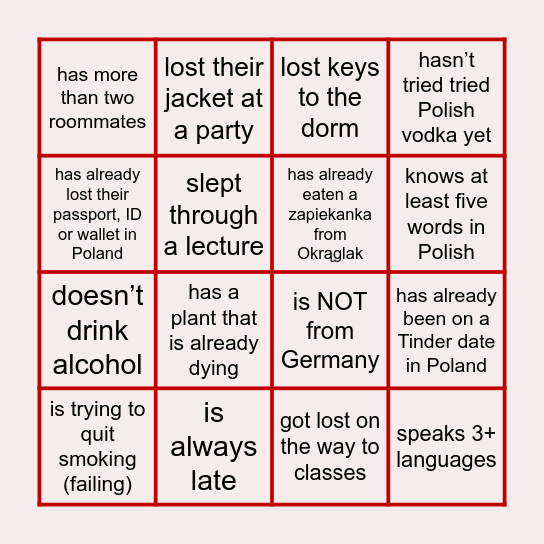 FIND SOMEBODY WHO… Bingo Card