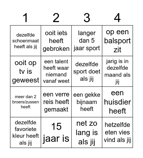 Zoek iemand die... Bingo Card