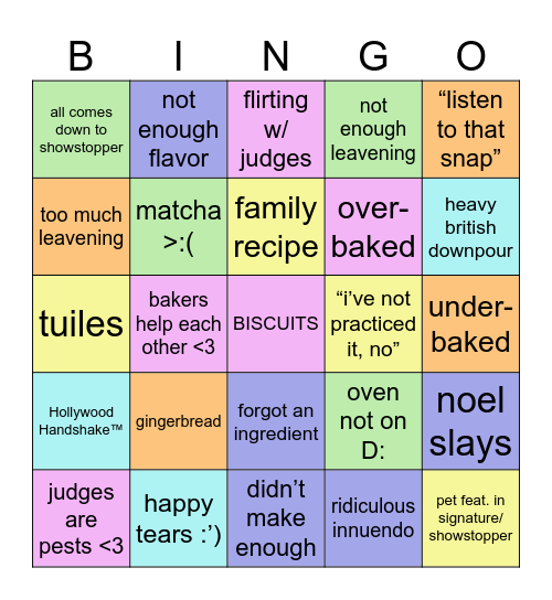 Episode 2: “Biscuit Week” Bingo Card