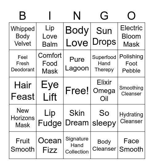 Tropic Bingo Card