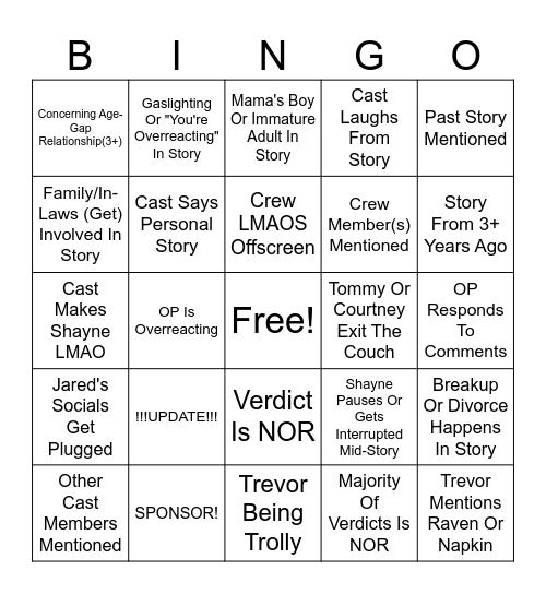 SRRS Bingo Card