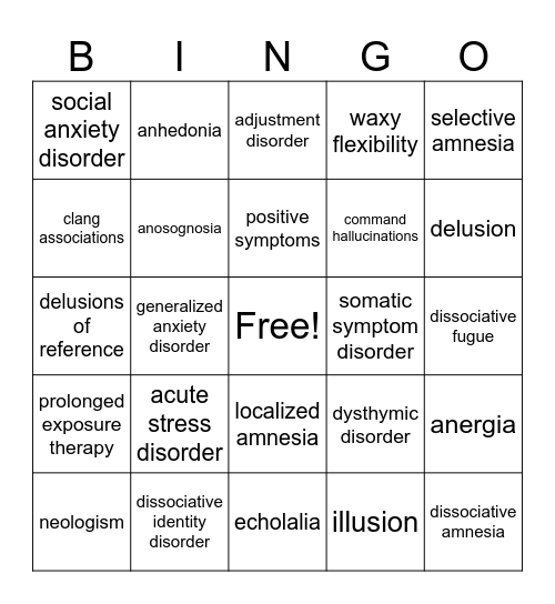 What's That Thought? Bingo Card