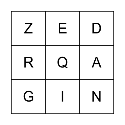 ALPHABET BINGO Card