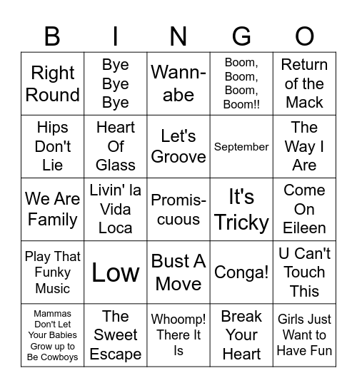 Game 2 - Bingo, Baby One More Time Bingo Card
