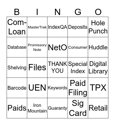 File Room/Imaging Bingo Card