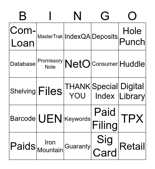 File Room/Imaging Bingo Card