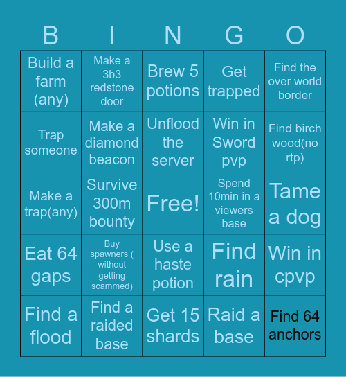 Donutsmp Bingo Card