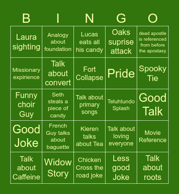 General Conference Bingo Card