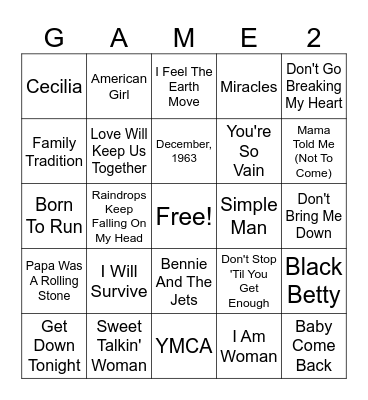 70's (set 11) Bingo Card
