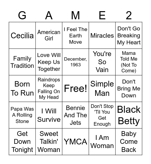 70's (set 11) Bingo Card