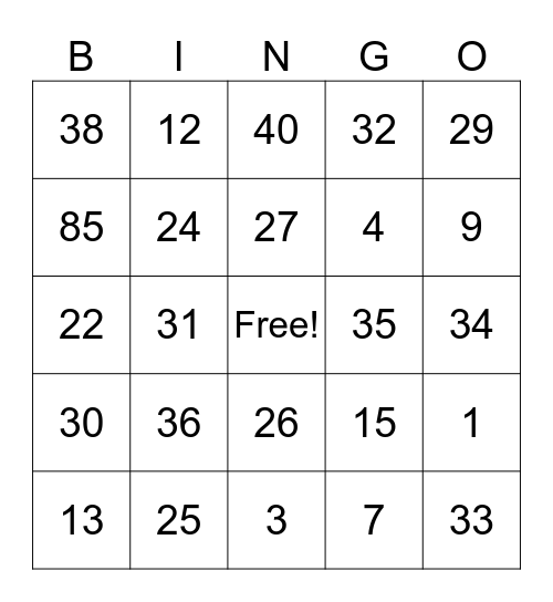 Bingo Card