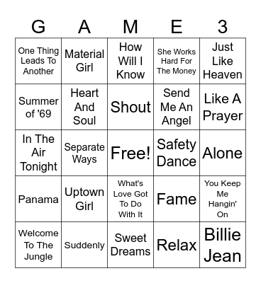 80's (set 11) Bingo Card
