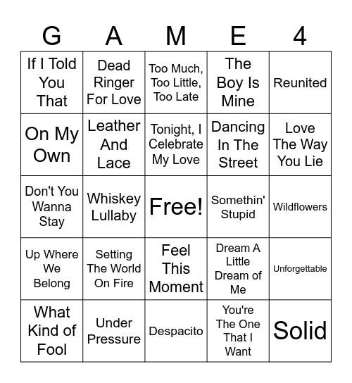 Duets (set 11) Bingo Card