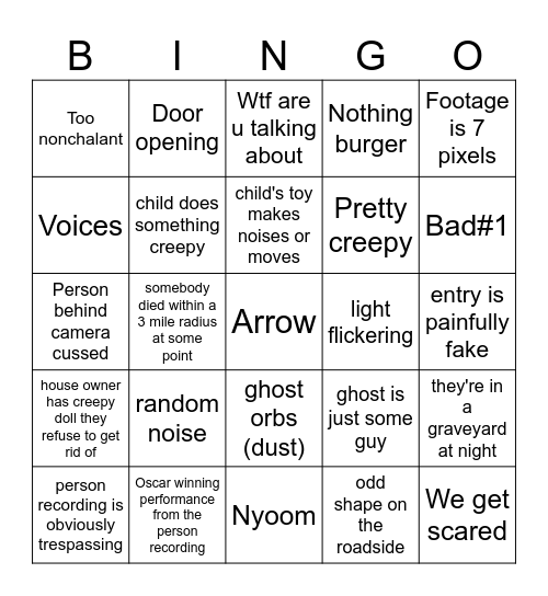 BizzareBub Bingo Card