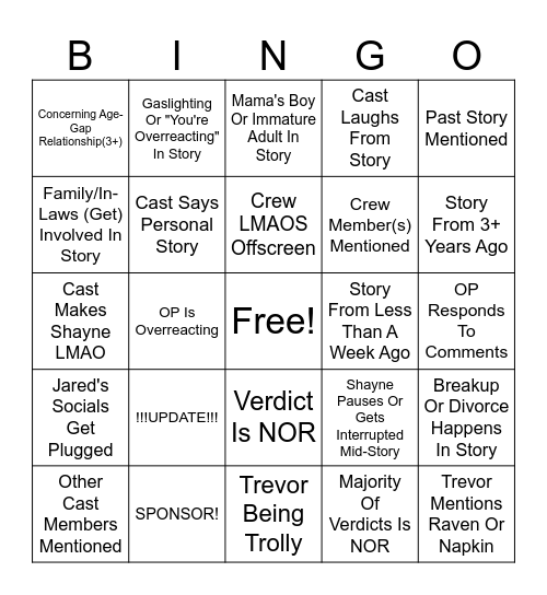 SRRS Bingo Card