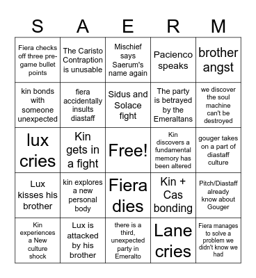 SEXXION 67 Bingo Card