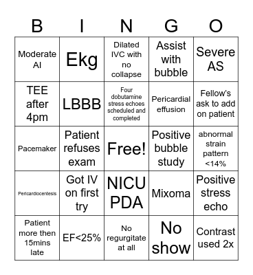 MedStar Echo BINGO Card