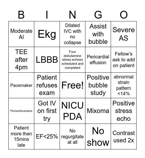 MedStar Echo BINGO Card