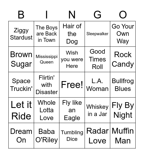 70s Rock Game 3 Bingo Card