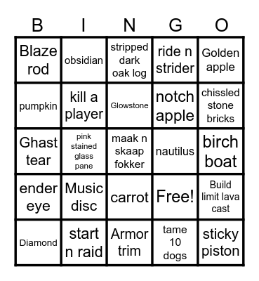 Ultimate minecraft BINNGGOOOO Bingo Card