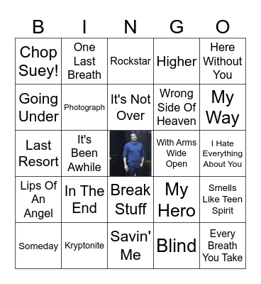 Divorced Dad Rock Bingo Card