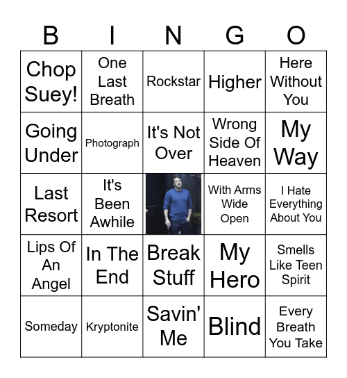 Divorced Dad Rock Bingo Card
