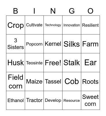 CORN DAY BINGO Card