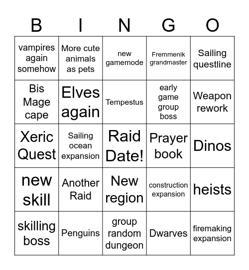 Runefest 2026 Bingo Card