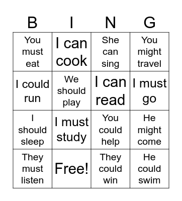 Ingles Bingo Card