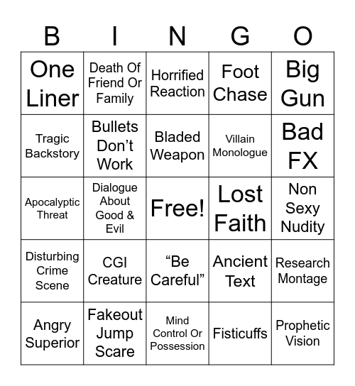 Action Shelf (Spooktober) Bingo Card