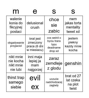 messi twitnal bingo Card