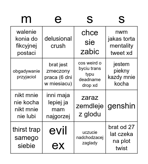 messi twitnal bingo Card