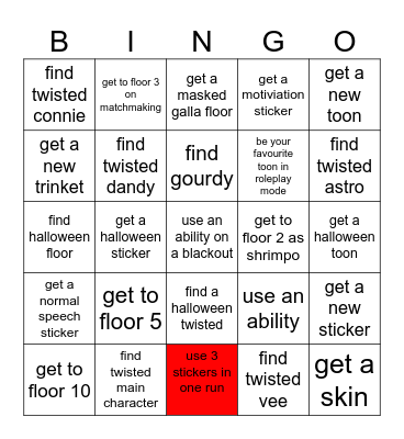 Dandys world challenge Bingo Card