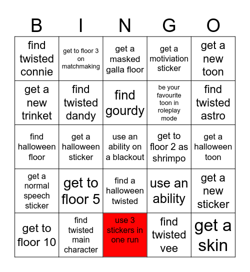 Dandys world challenge Bingo Card