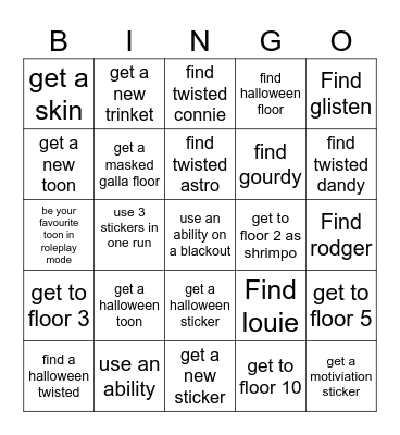 Dandys world challenge Bingo Card