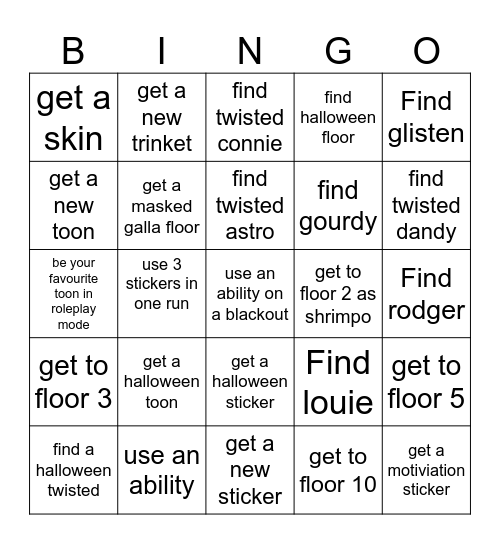 Dandys world challenge Bingo Card