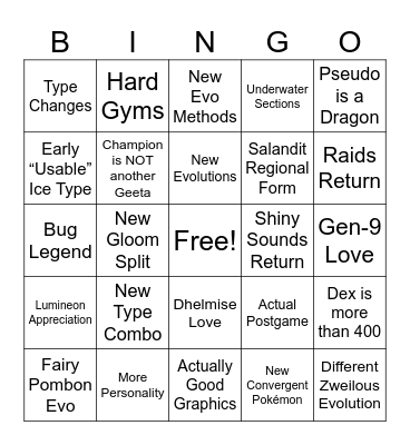 Pokémon Winds and Waves Bingo Card