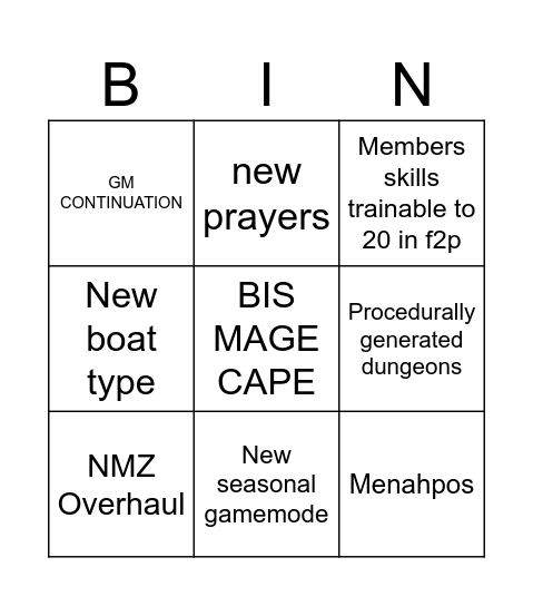 Untitled Bingo Card