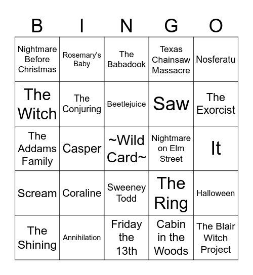Halloween Bingo Card