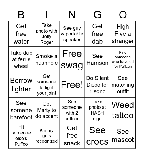 Puffcon Bingo Card