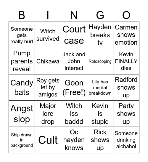Spookymonth bungo Bingo Card
