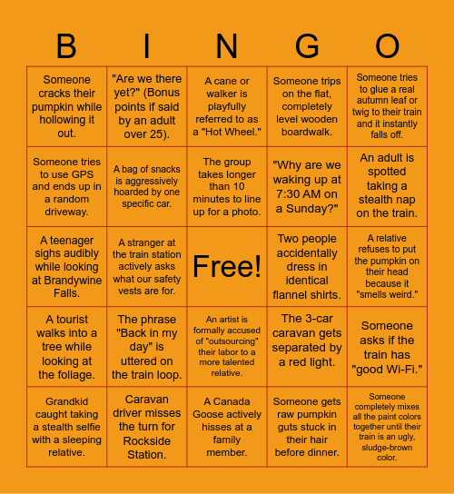 Family Survival Bingo Card