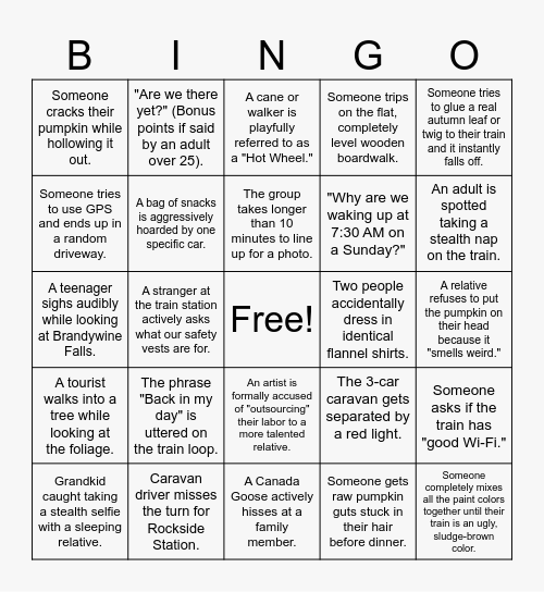 Family Survival Bingo Card